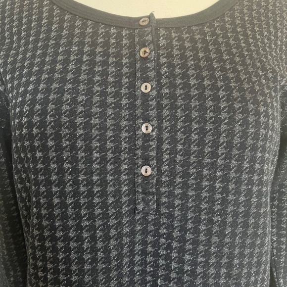 Scotch & Soda Houndstooth Dark Blue Casual Lurex Tee Buttons Cotton Sweater Top - Picture 7 of 10